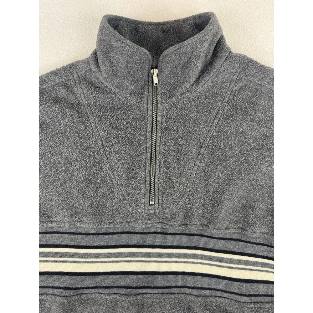 Zero Gravity Sweater Men's Size Large Vintage 1/4 Zip‎ Shirt Y2K Stripes Gray
